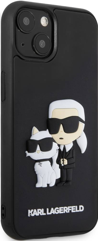 Karl Lagerfeld для iPhone 15 3D Rubber Case Karl and Choupette Черный (KLHCP15S3DRKCNK)