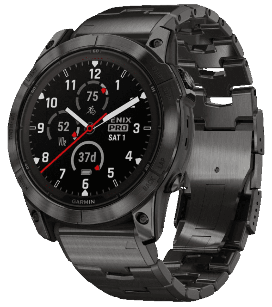 Часы Garmin Fenix 7X Pro Sapphire Solar Edition Угольно-серые с титановым браслетом