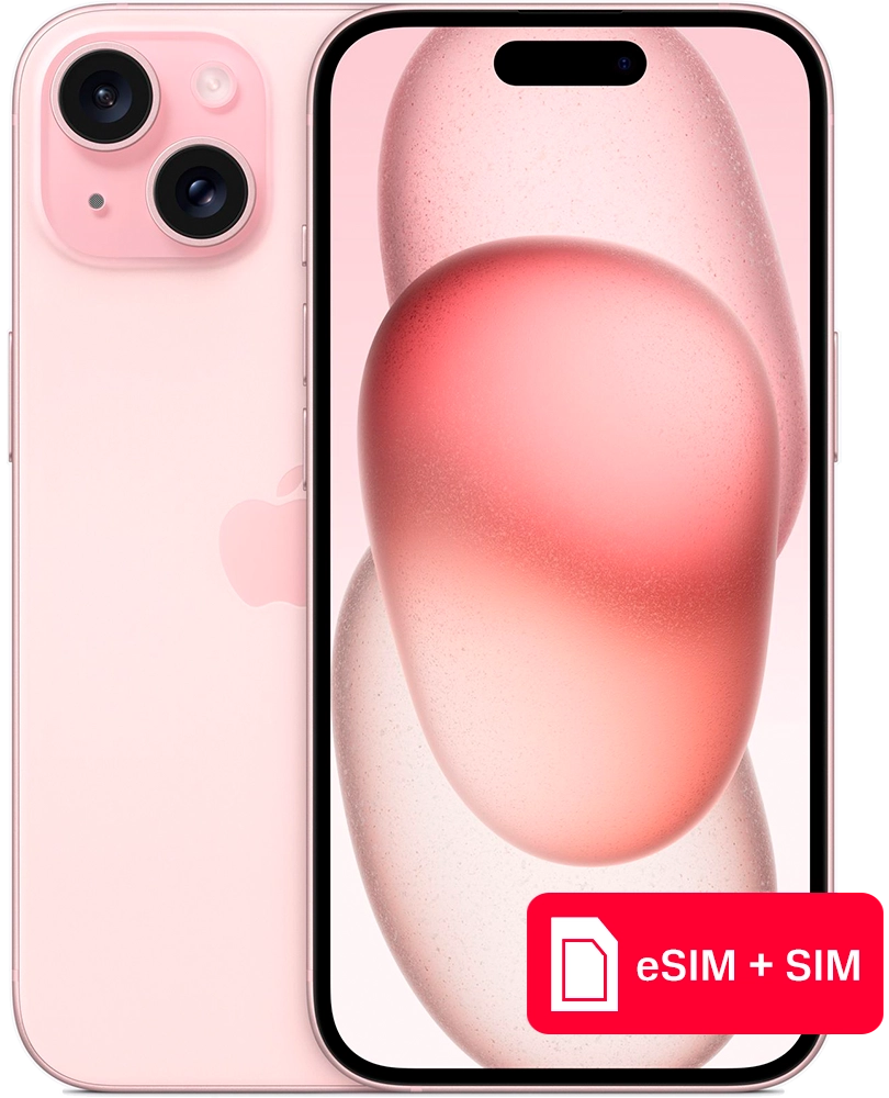 Смартфон Apple iPhone 15 256Gb eSIM + SIM Розовый: купить по