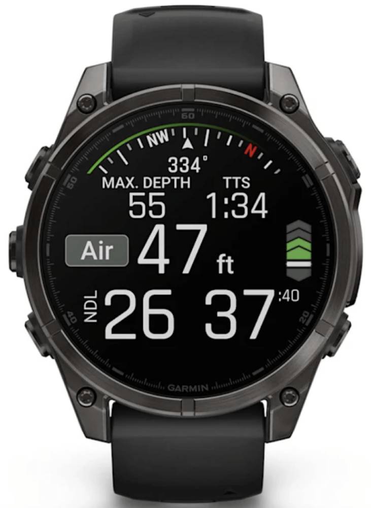 Garmin Fenix 8 AMOLED Sapphire DLC 47мм Черные с силиконовым ремешком