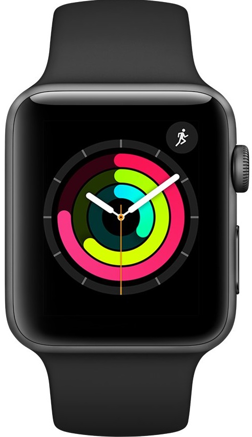 Apple Watch Series 3 42 мм серый космос + ремешок черный (MQL12RU/A)