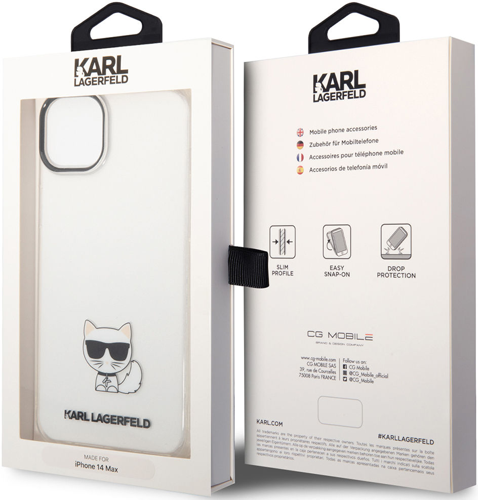 Karl Lagerfeld iPhone 14 Plus Choupette Body Logo and Black Camera Outline Прозрачный KLHCP14MCTTR
