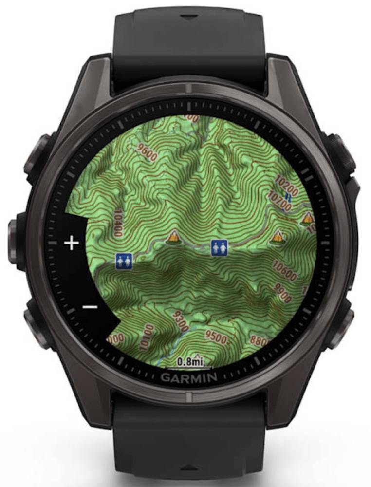 Garmin Fenix 8 AMOLED Sapphire DLC 43мм Черные с силиконовым ремешком