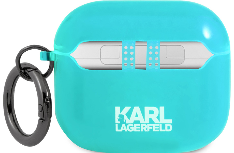 Karl Lagerfeld для Airpods 3 чехол TPU FLUO with ring Choupette Transp Голубой