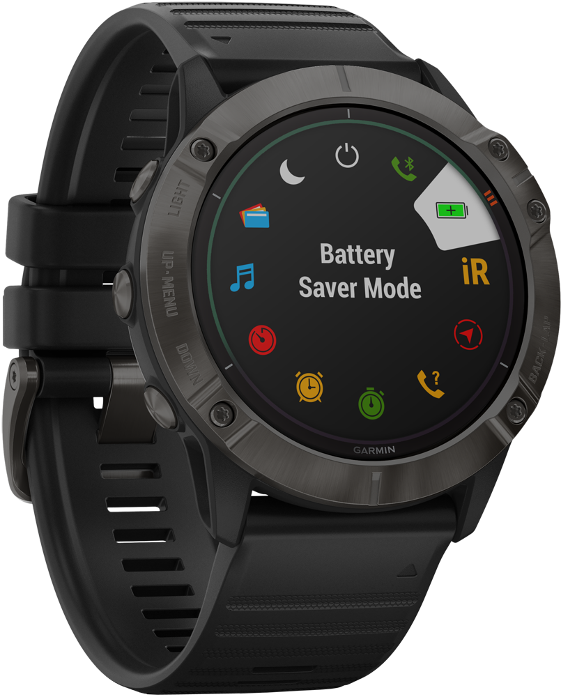 Garmin Fenix 6X Pro Solar титановые серые DLC с черным ремешком