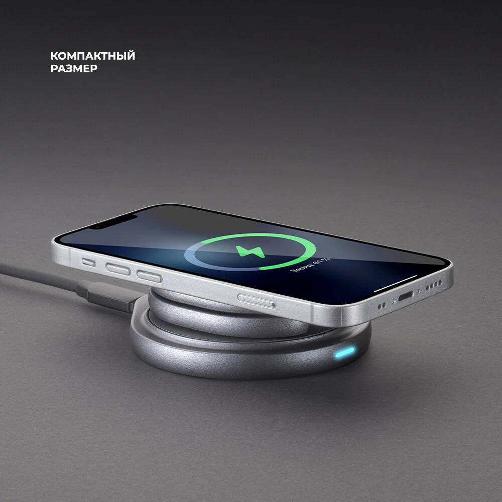 Deppa 3 в 1 MagSafe Rotation QI складная Графит