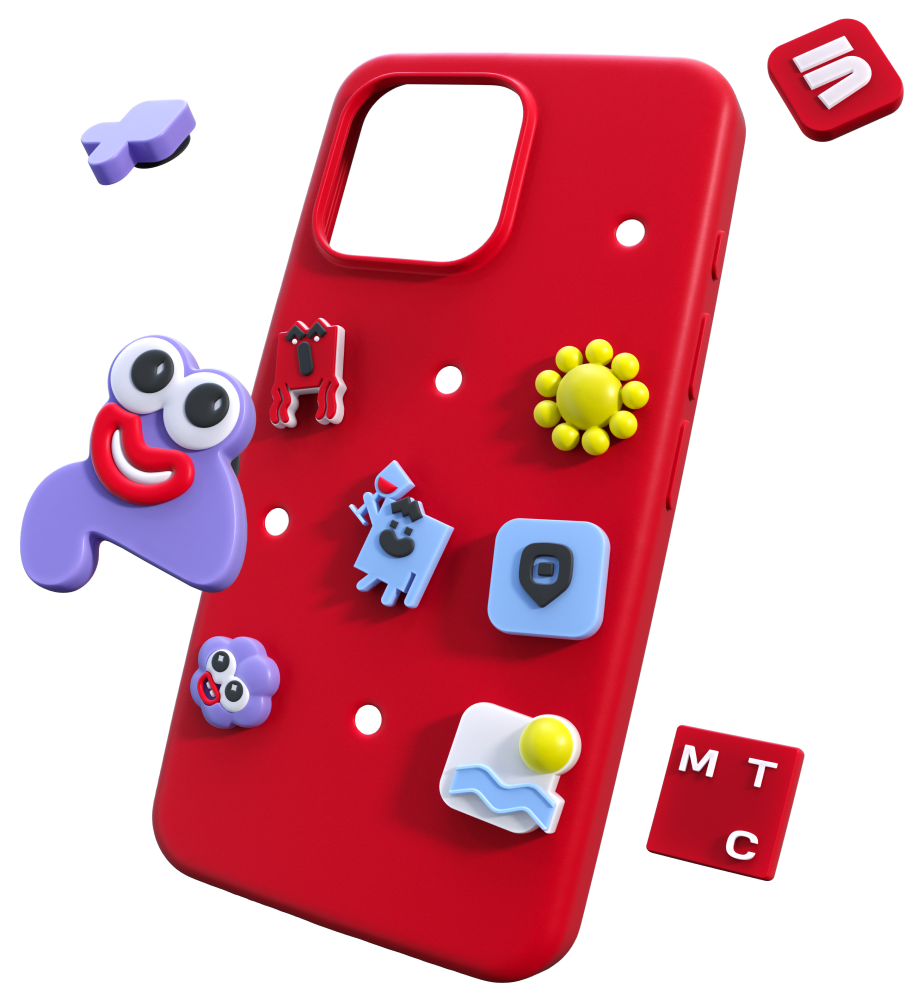 МТС на iPhone 15 Pro Max Красный с отверстиями для джиббитсов