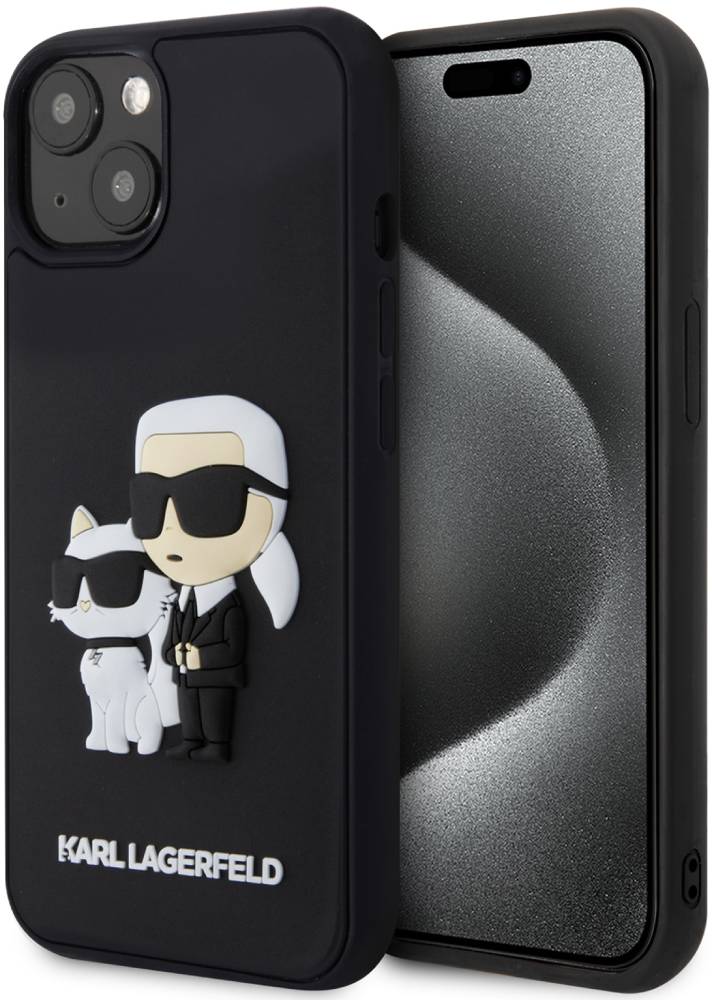 Karl Lagerfeld для iPhone 15 Plus 3D Rubber Case Karl and Choupette Черный (KLHCP15M3DRKCNK)