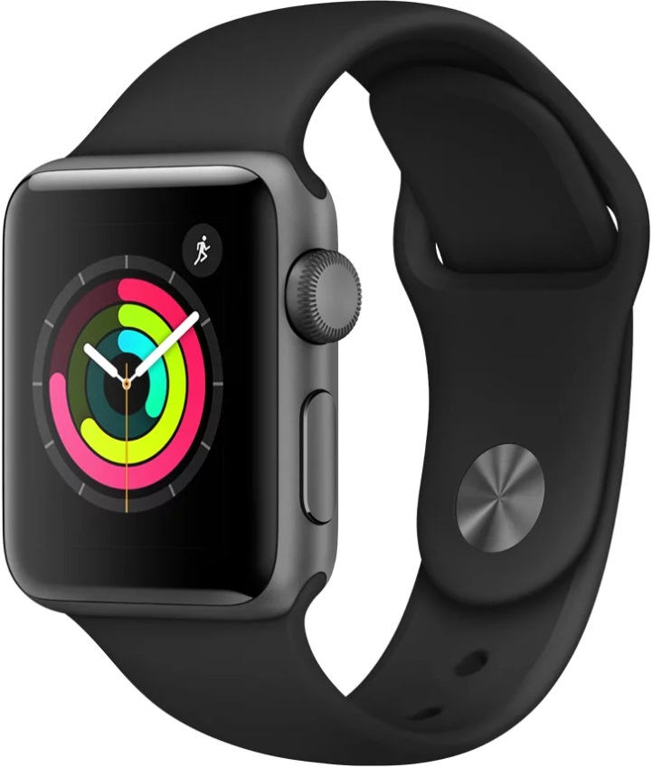 Apple Watch Series 3 38 мм серый космос + ремешок Black (MQKV2RU/A)