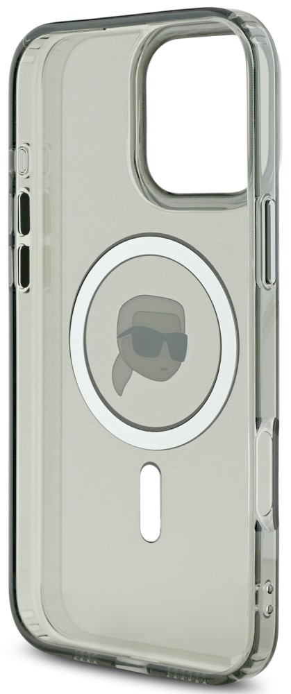 Karl Lagerfeld iPhone 16 Pro Max MAGSAFE IML CASE METAL CAMERA FRAME AND BUTTONS KARL HEAD PRINTED LOGO Черный