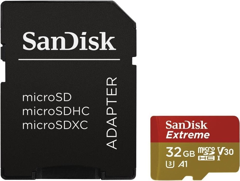 SanDisk Extreme 32Gb Class10 с адаптером UHS-I U3 90MB/s Red-Gold