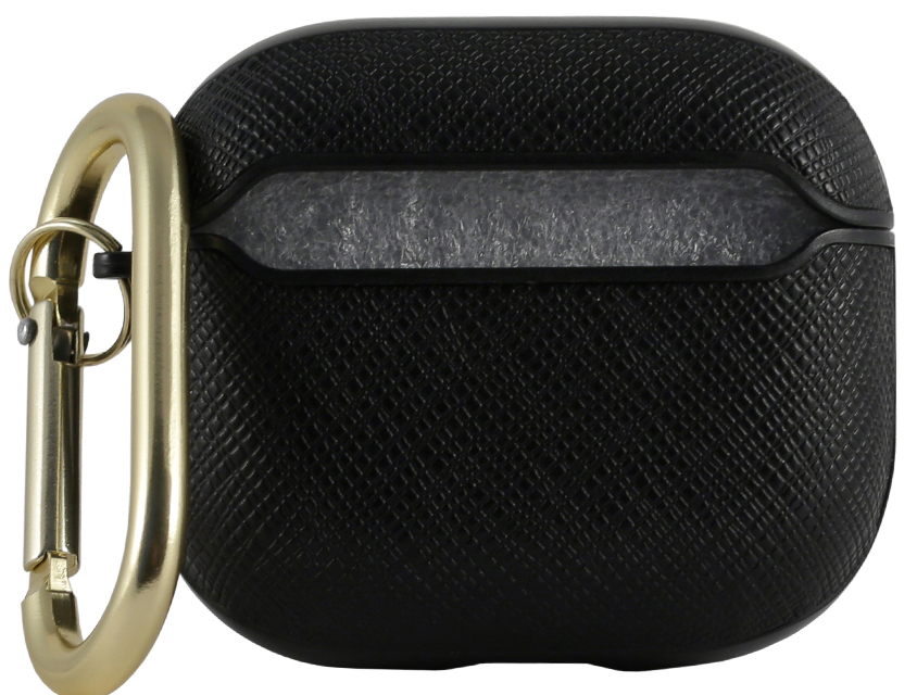 Guess для Airpods 3 PU Saffiano with metal logo and carabin Черный