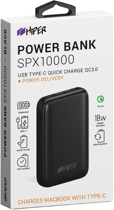 HIPER SPX10000 10000mAh QC 3.0 Black