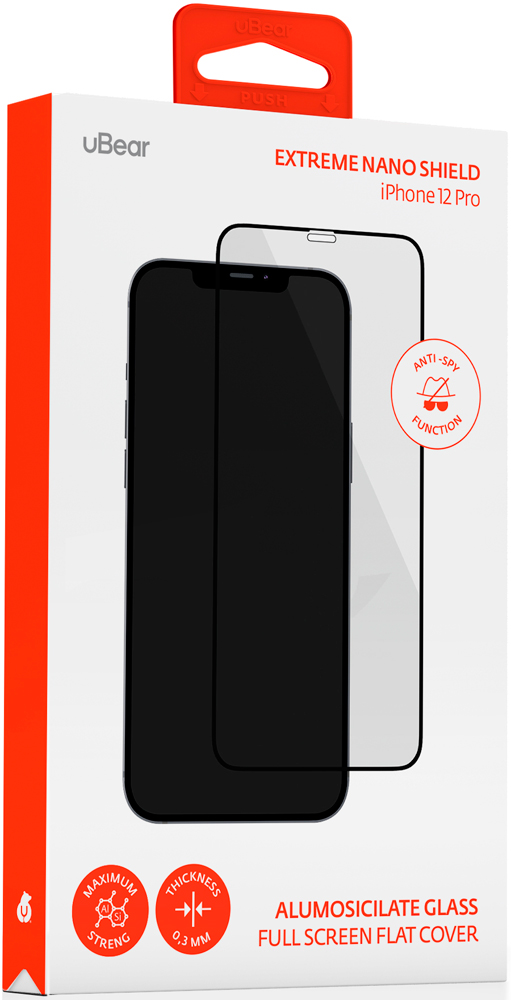 uBear Privacy iPhone 12 Pro Max 2.5D черная рамка