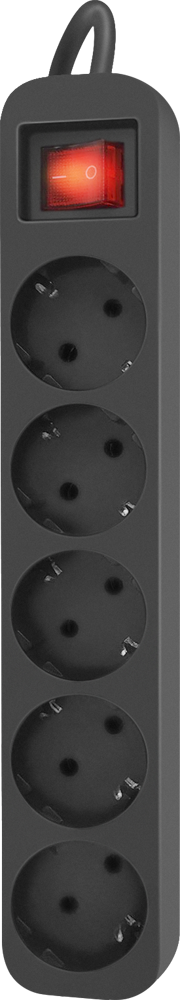 Plus Electric B270 3м с выключателем 5 розеток Черный