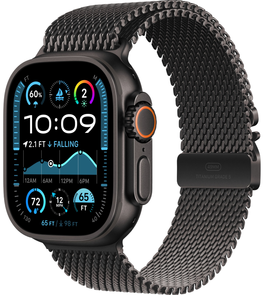 Apple Watch Ultra 2 (2024) Black Titanium +ремешок Titanium Milanese Loop black (L)