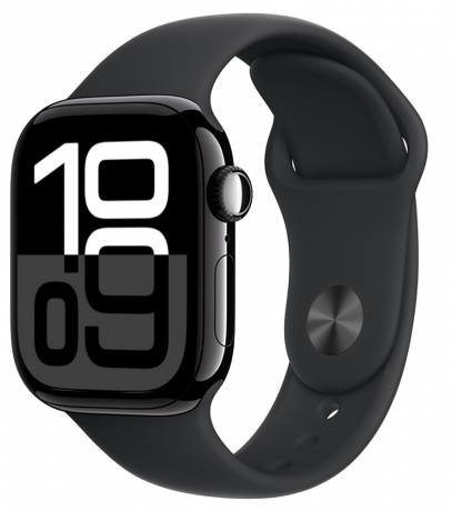 Изображение товара Apple Watch Series 10 GPS 42мм корпус из алюминия jet black+ремешок Sport Band black (M/L)