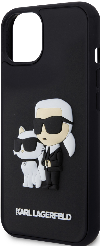 Karl Lagerfeld для iPhone 15 3D Rubber Case Karl and Choupette Черный (KLHCP15S3DRKCNK)
