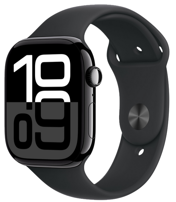 Apple Watch Series 10 GPS 46мм корпус из алюминия Jet black+ремешок Sport Band black (S/M)