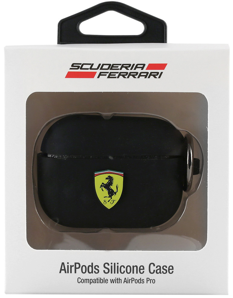 Ferrari для Airpods Pro Silicone case with ring Черный