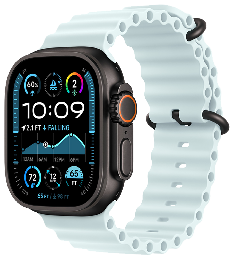 Apple Watch Ultra 2 (2024) Black Titanium +ремешок Ocean Band ice blue