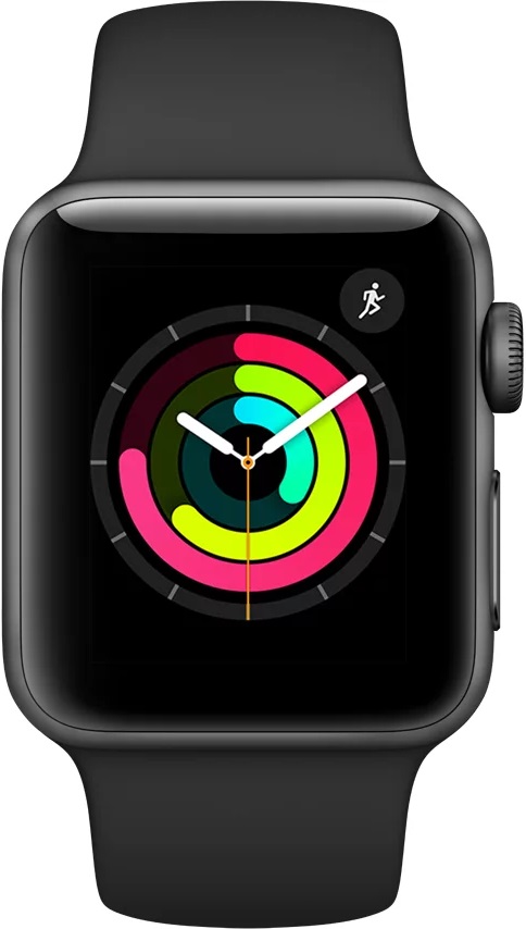 Apple Watch Series 3 38 мм серый космос + ремешок Black (MQKV2RU/A)