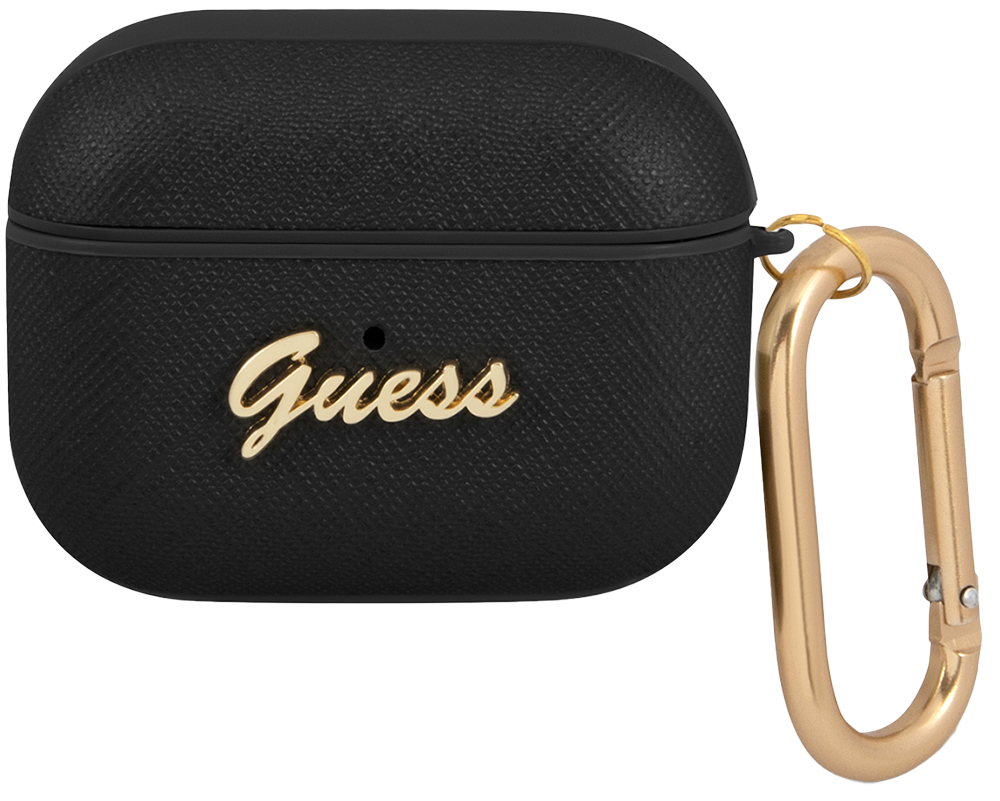 Guess для Airpods Pro PU Saffiano with metal logo and carabin Черный