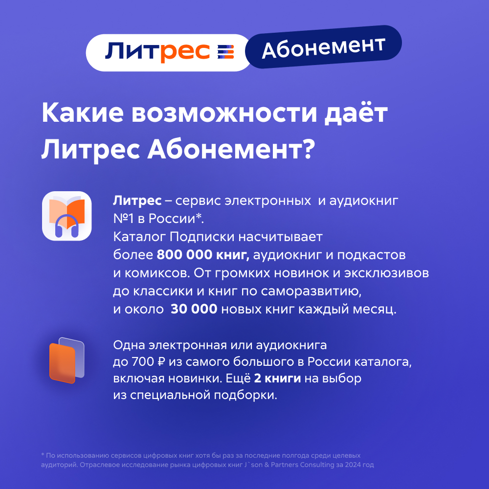 Литрес Электронный сертификат. Абонемент 6 мес