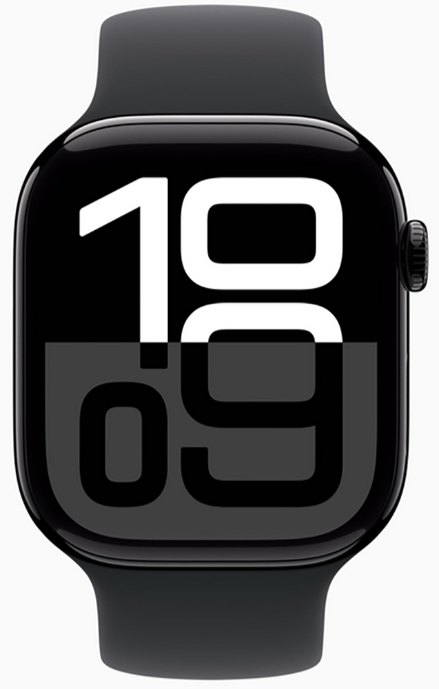 Apple Watch Series 10 GPS 46мм корпус из алюминия Jet Black+ремешок Sport Band Black (M/L)