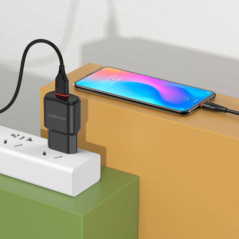 Borofone BA48A Orion 1xUSB2.1А дата-кабель Type-C 1м Black