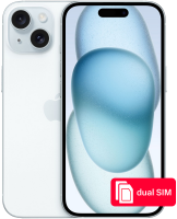 Изображение товара Apple iPhone 15 128 ГБ SIM+SIM Голубой Б/У "Отличный" Изображение товара Apple iPhone 15 128 ГБ SIM+SIM Голубой Б/У "Отличный"