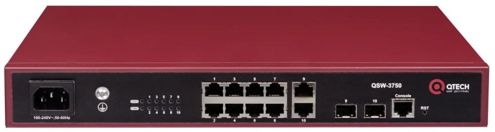 QTECH управляемый уровня L2+ QSW-3750-10T-POE-AC-R