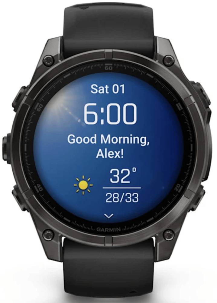 Garmin Fenix 8 AMOLED Sapphire DLC 47мм Черные с силиконовым ремешком