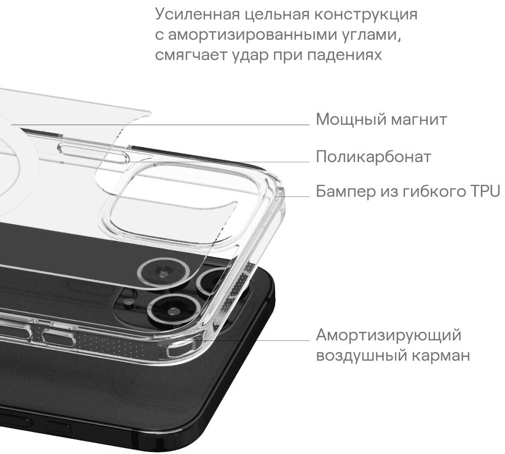 uBear Real Mag Case для iPhone 15 Plus Прозрачный