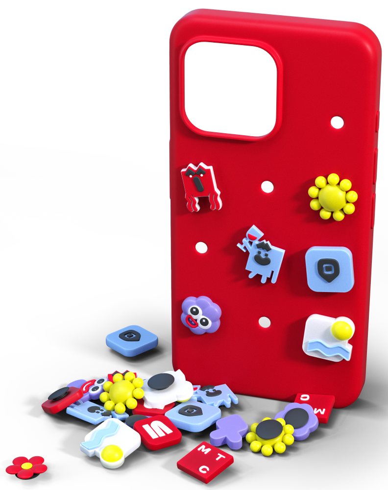 МТС на iPhone 15 Красный с отверстиями для джиббитсов