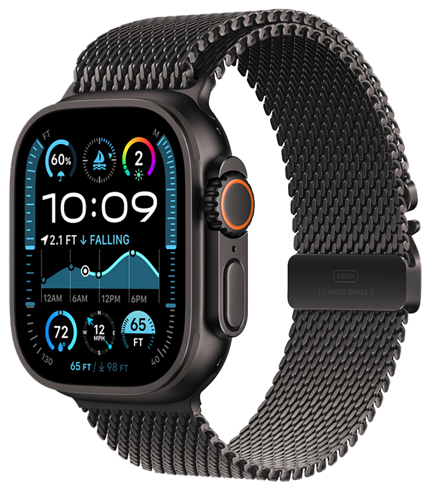 Apple Watch Ultra 2 (2024) Black Titanium +ремешок Titanium Milanese Loop black (M)