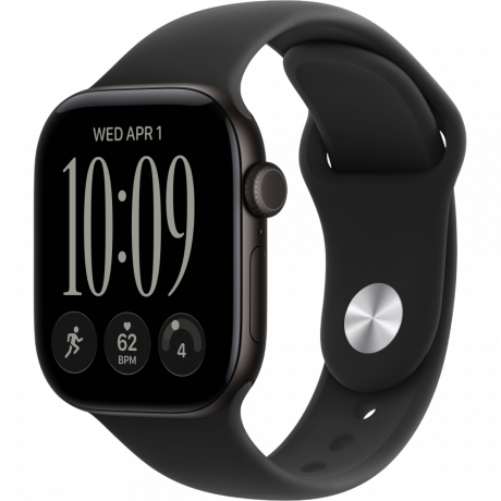 Изображение товара Apple Watch Series 12 GPS 42 мм Black aluminum+ремешок Black Sport Band (S/M)