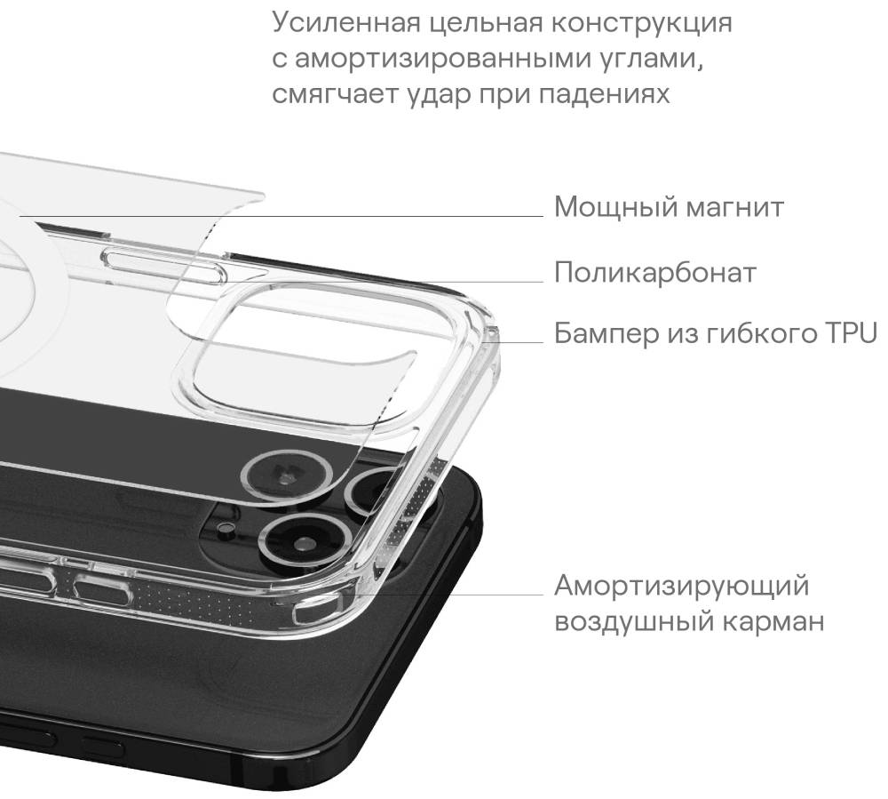 uBear Real Mag Case для iPhone 15 Pro Max Прозрачный
