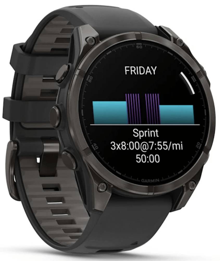 Garmin Fenix 8 AMOLED Sapphire DLC 47мм Черные с силиконовым ремешком