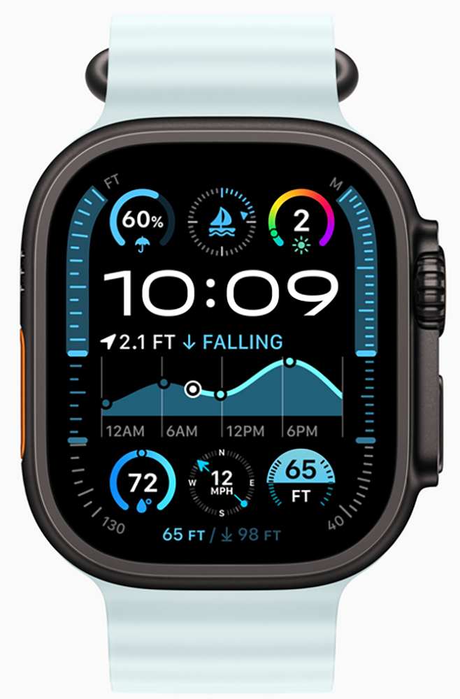 Apple Watch Ultra 2 (2024) Black Titanium +ремешок Ocean Band ice blue