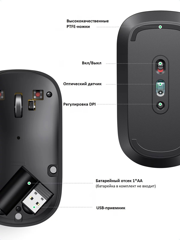 Ugreen MU001 Черно-серая (90372)