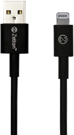 Изображение товара Zetton USB-A-Lightning MFI 1м Black (ZTUSBMFI1A8)