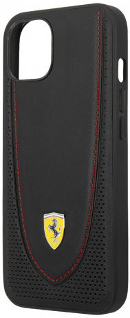 Изображение товара Ferrari для iPhone 13 Genuine leather Curved with metal logo Hard Черный