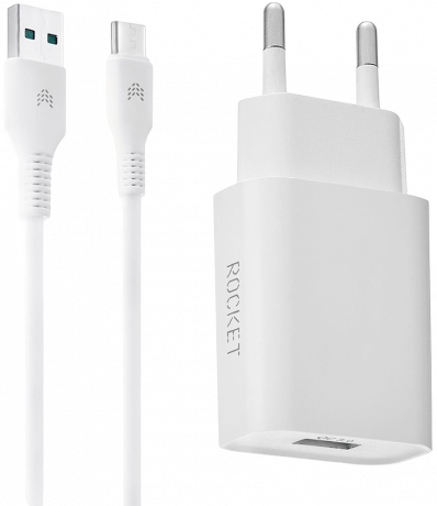 Изображение товара Rocket Slot Combo USB-A 18W + дата-кабель USB-A - Type C Белое