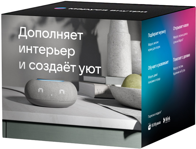 VK Капсула Мини с голосовым помощником Марусей, Светло-серая