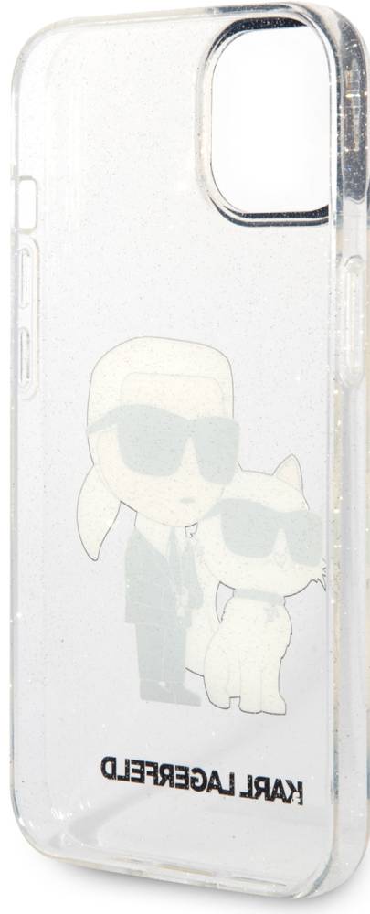 Karl Lagerfeld для iPhone 15 Iml Glitter Black Outline Case Nft Karl & Choupette Прозрачный (KLHCP15SHNKCTGT)
