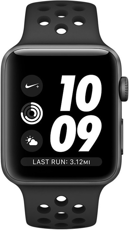 Apple Watch Nike+ Series 3 38 мм серый космос + ремешок Nike черный (MQKY2RU/A)