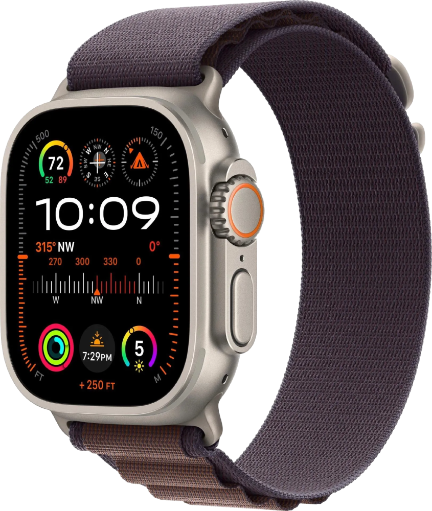 Apple Watch Ultra 2 (2024) natural titanium +ремешок Alpine Loop indigo (L)