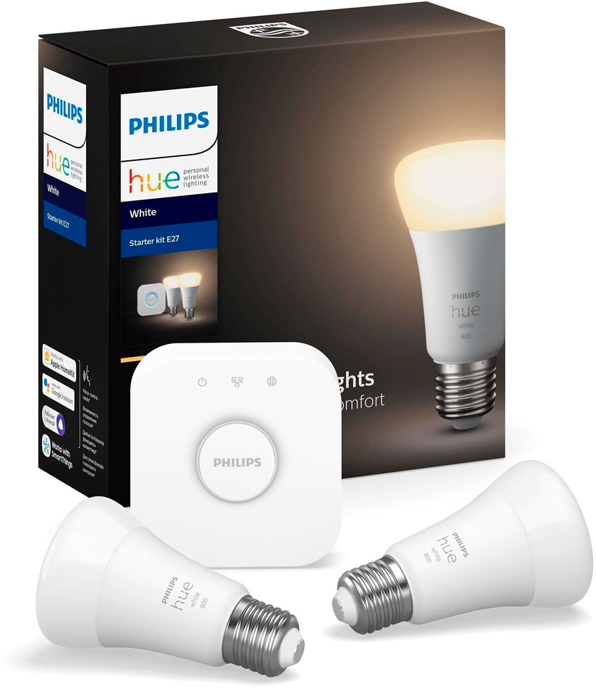 Philips Hue 9W A60 E27 2set RUS из 2 белых ламп и блока управления