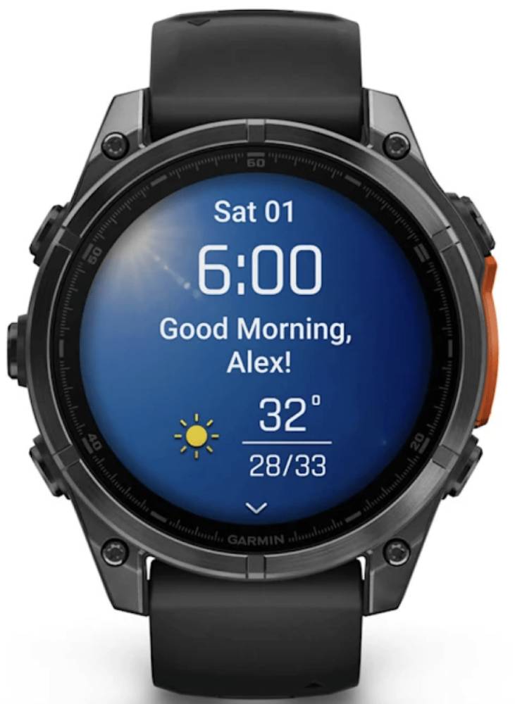 Garmin Fenix 8 AMOLED 47мм Серые с черным ремешком